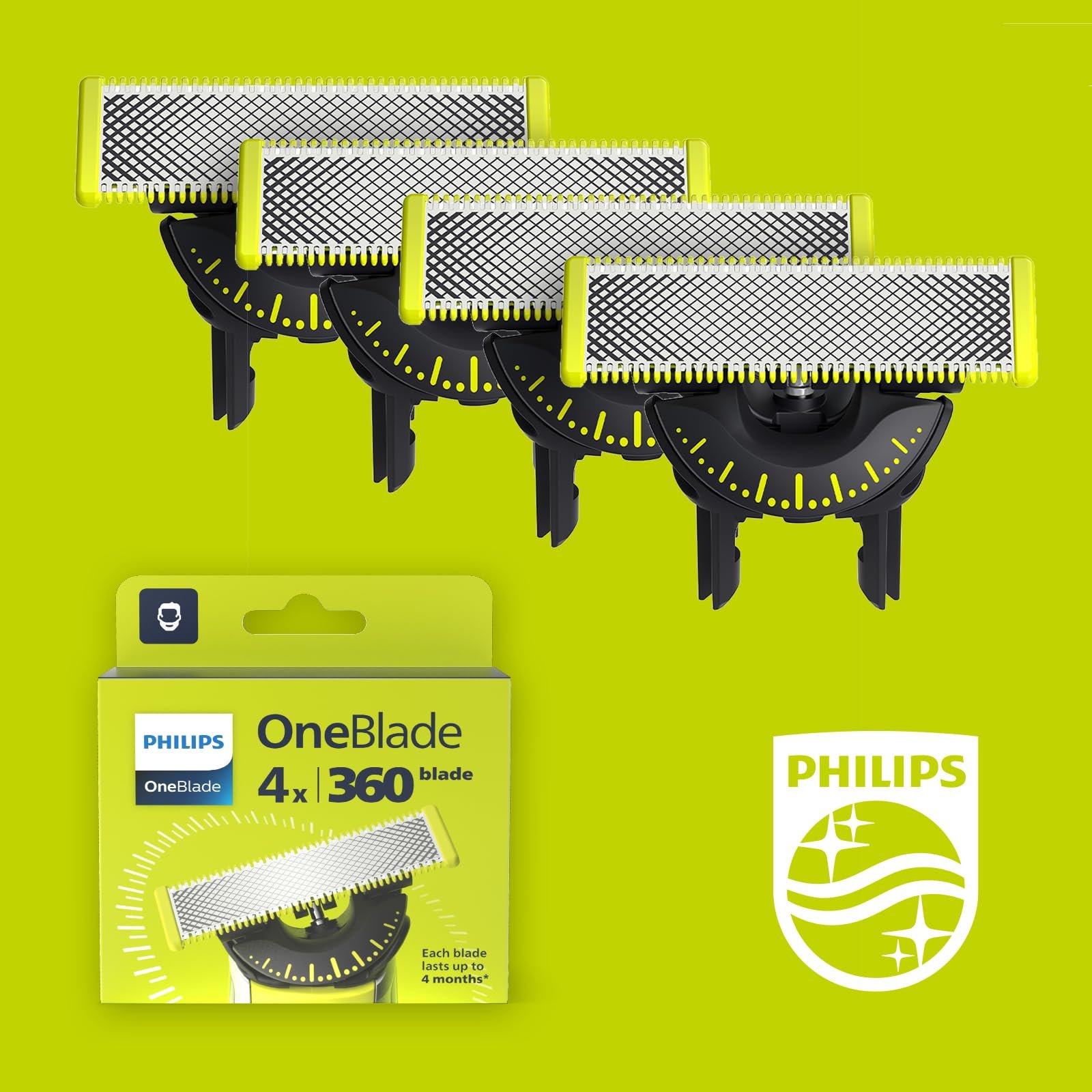 Змінні леза Philips OneBlade Original 360 QP440/50 4 шт., фото №3 Змінні леза Philips OneBlade Original 360 QP440/50 4 шт., фото №3