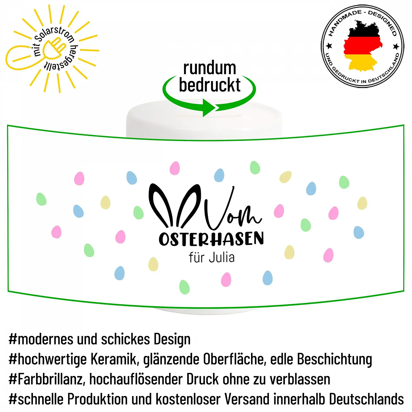 Скарбничка персоніфікована "Від Великоднього зайчика" керамічна для хлопчиків та дівчаток, фото №2