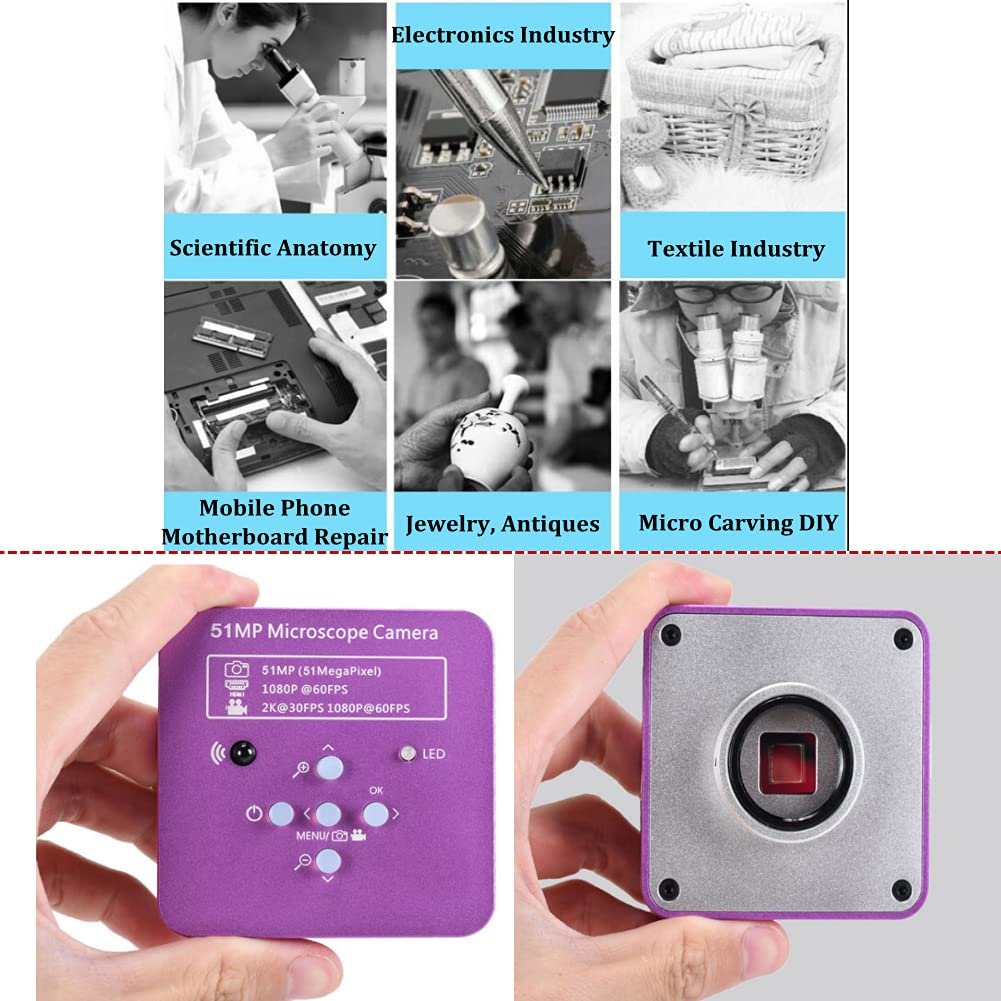 Камера для микроскопа Industrial 51MP 2K 1080P HDMI USB 8X-130X с зум-объективом C-Mount и CMOS-сенсором 5100 пикселей с пультом дистанционного управления, фото №4