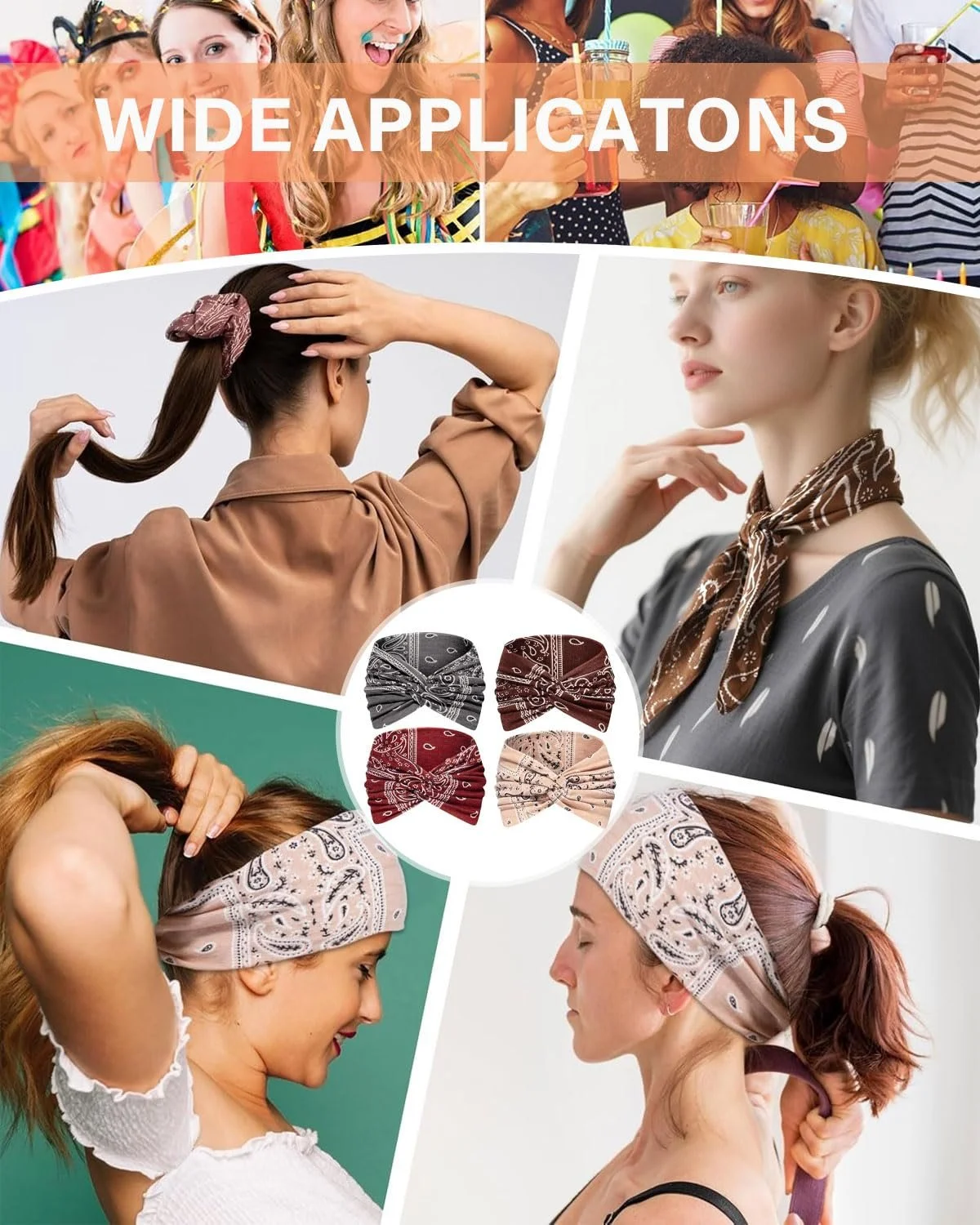 Пов'язка на голову Еластична широка в стилі бохо для занять йогою, фото №6