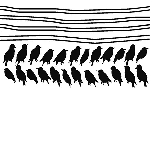 Наклейка на стіну Stems on Cable Black Birds 440 см + 24 птахи - Фото 1