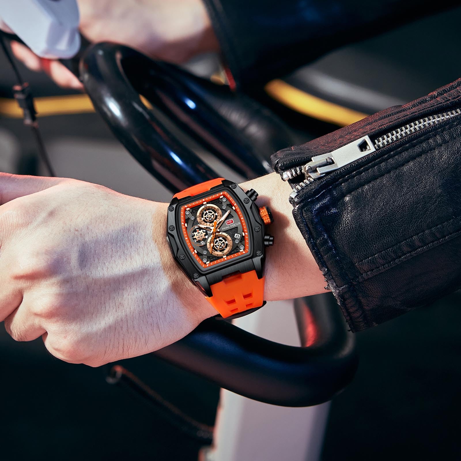 Годинник rorios Tonneau Мода Багатофункціональні Кварцові Панк Хронограф з силіконовим ремінцем Синій, фото №6 Годинник rorios Tonneau Мода Багатофункціональні Кварцові Панк Хронограф з силіконовим ремінцем Синій, фото №6