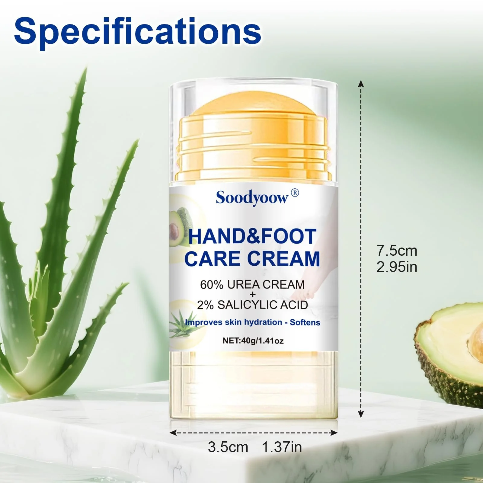 Крем для ног soodyoow с 60% мочевины и салициловой кислотой, 2 х 40 г, фото №2