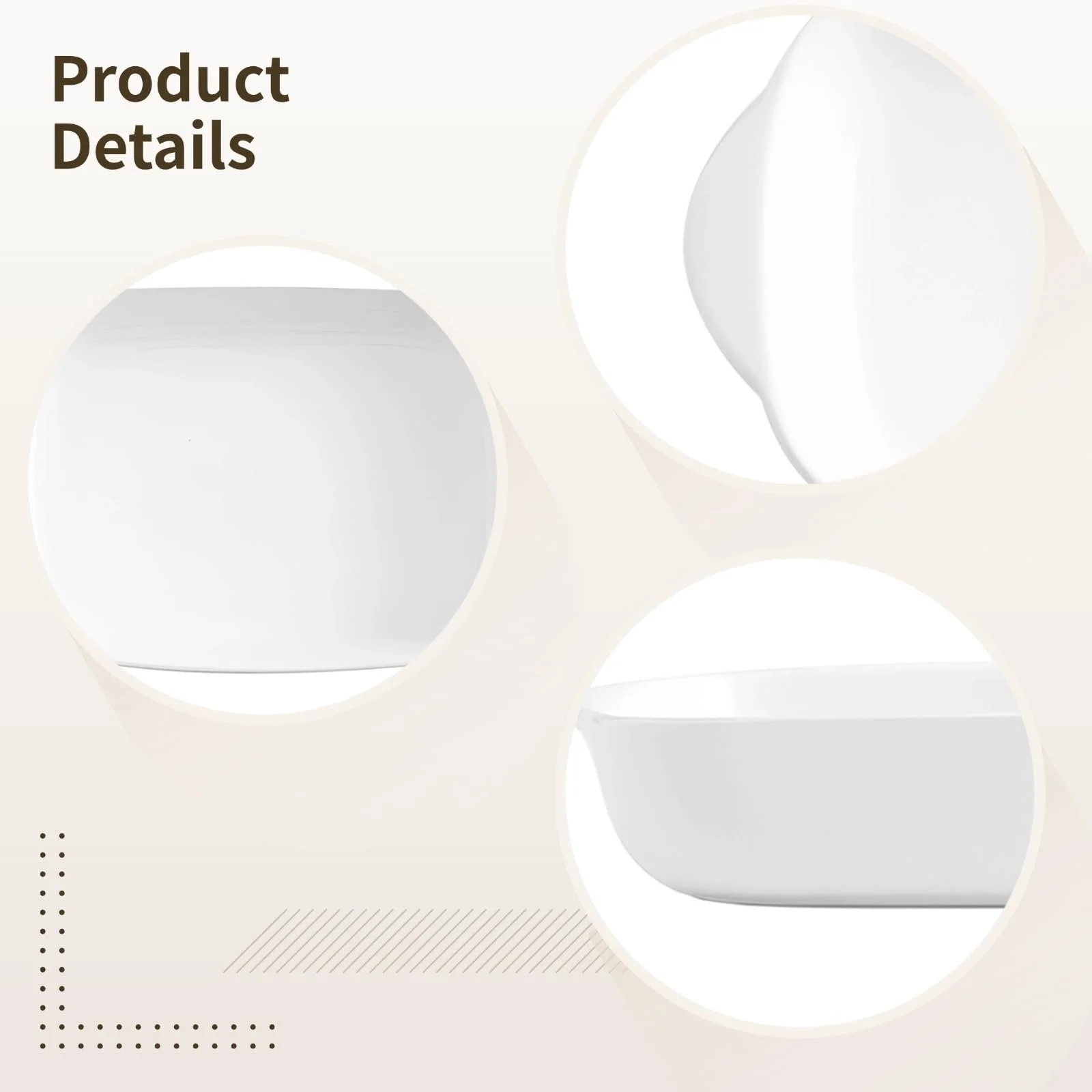 Набір форм для запікання керамічних (2 шт) з двома ручками White, фото №2