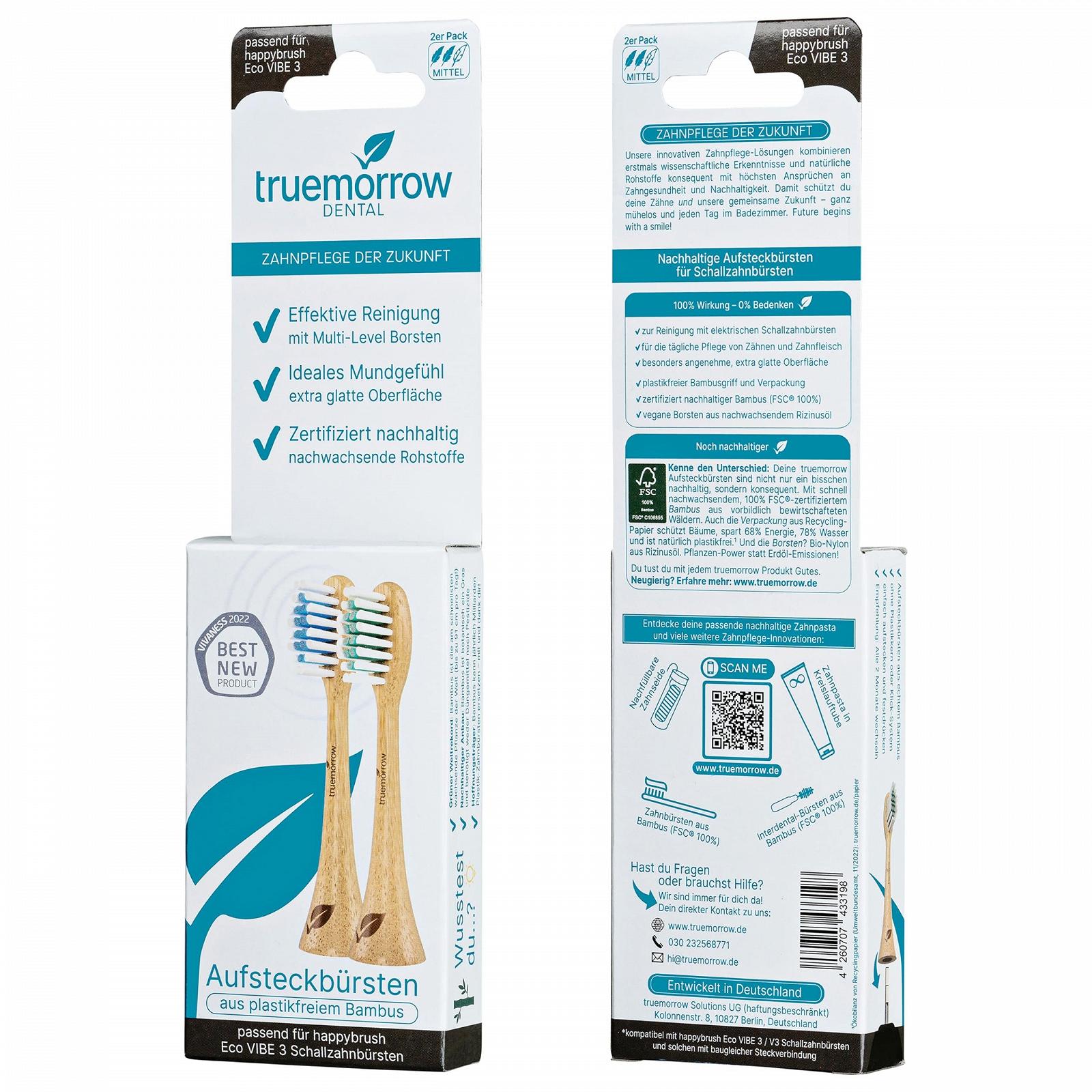 Насадки для зубної щітки truemorrow Sustainable Bamboo для Happybrush Eco VIBE 3 Blue Green, фото №6