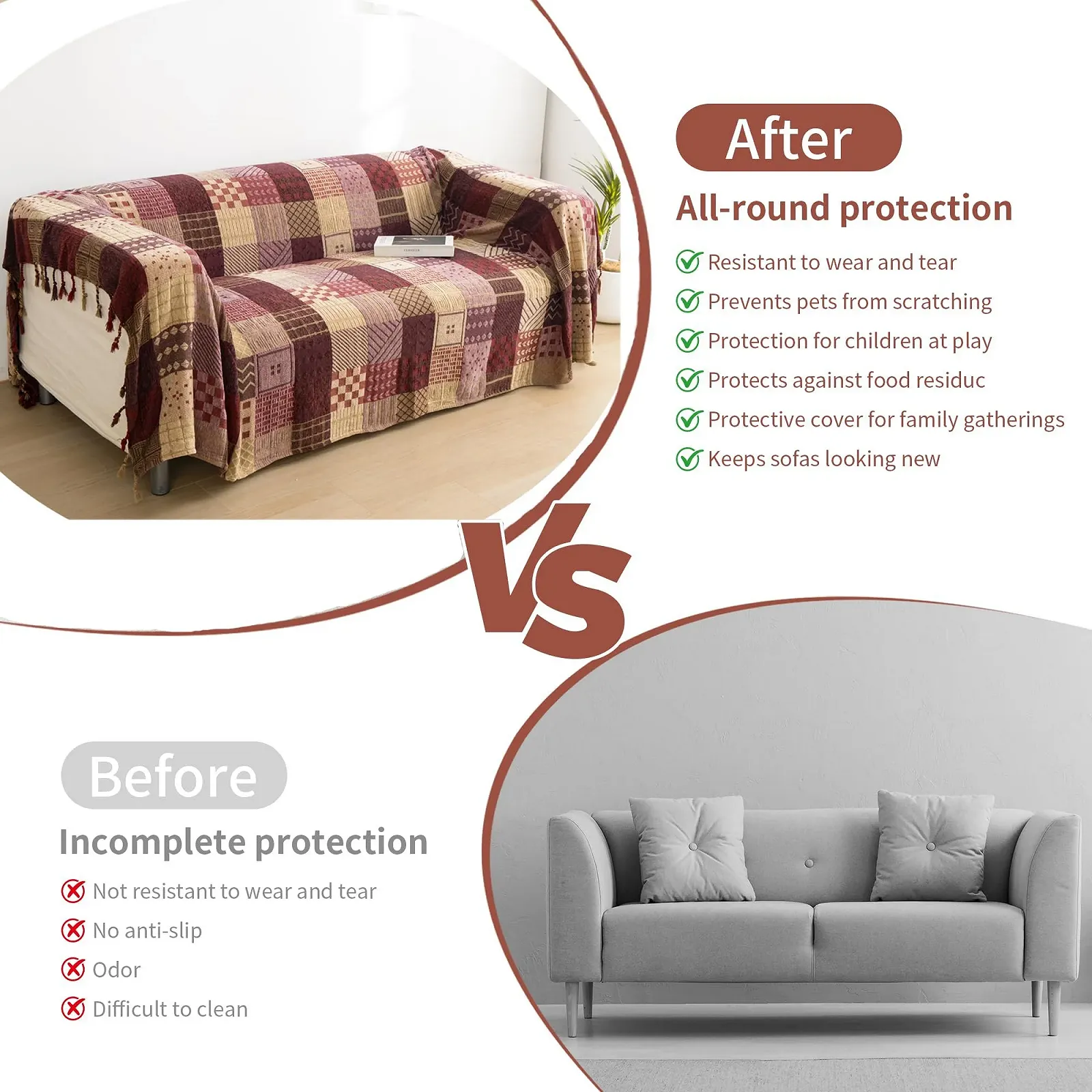 Покрывало VANJOROY Богемный стиль Большое лоскутное одеяло с кисточками для 2 3-местного дивана 100% Мягкий многофункциональный коврик для кровати из синели (220x260см), фото №5