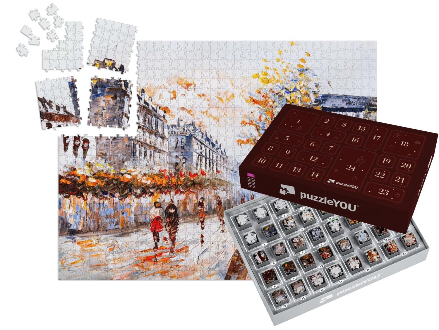Пазл-адвент-календарь puzzleYOU Art & Fantasy Puzzle Collection Масляная живопись "Красивый вид на улицу Парижа" 1000 деталей, фото №1