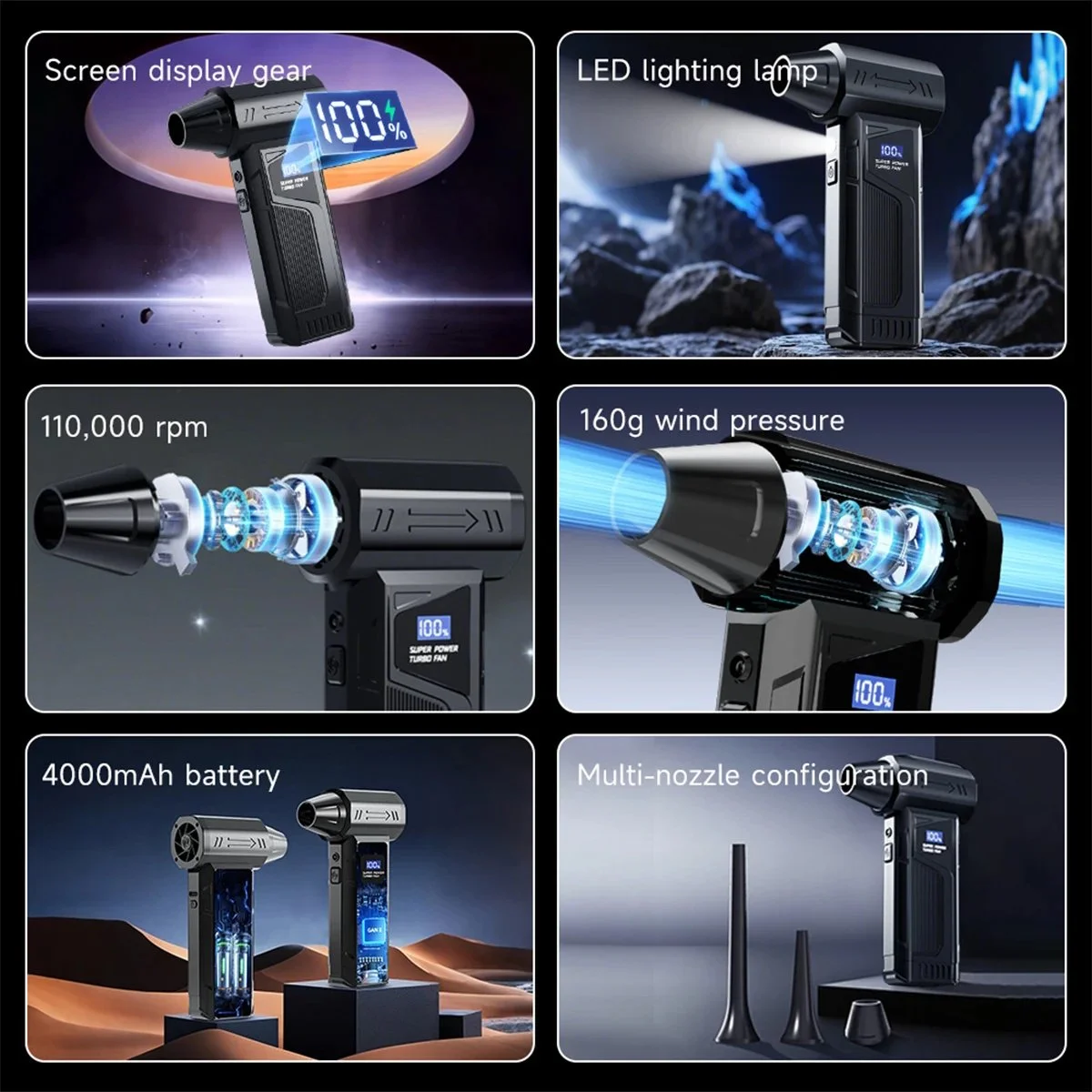 Портативний турбовентилятор Violent M4 Turbo Jet Fan 110000 RPM Black, фото №3 Портативний турбовентилятор Violent M4 Turbo Jet Fan 110000 RPM Black, фото №3