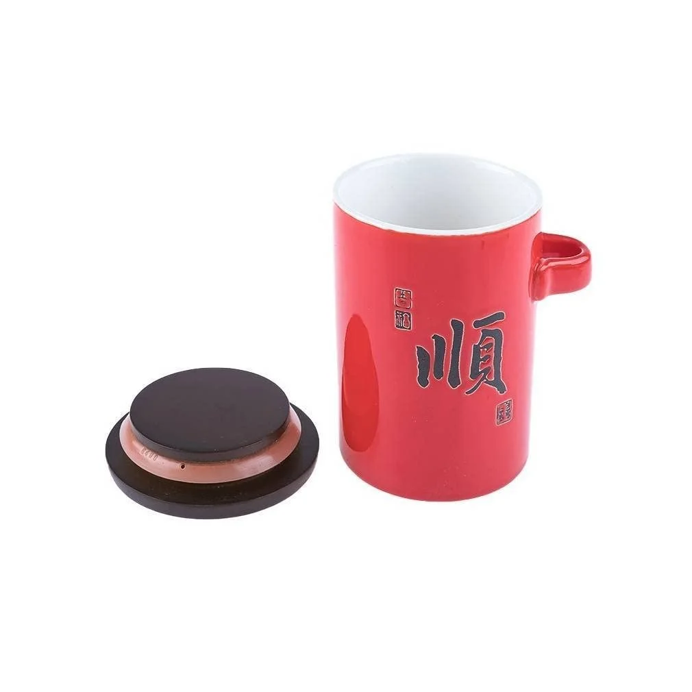 Чайник-заварник Lachineuse Китайський Червоний з ложкою та кришкою, китайські ієрогліфи, фото №3