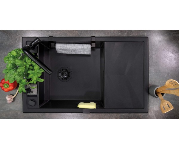 Deante Змішувач для кухні Silia довж виливу 233мм витяжний 1 важіль чорний, фото №3 Deante Змішувач для кухні Silia довж виливу 233мм витяжний 1 важіль чорний, фото №3