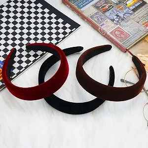 Набір з 3 широких оксамитових обручів на голову для жінок synthetic.ua - Фото 1