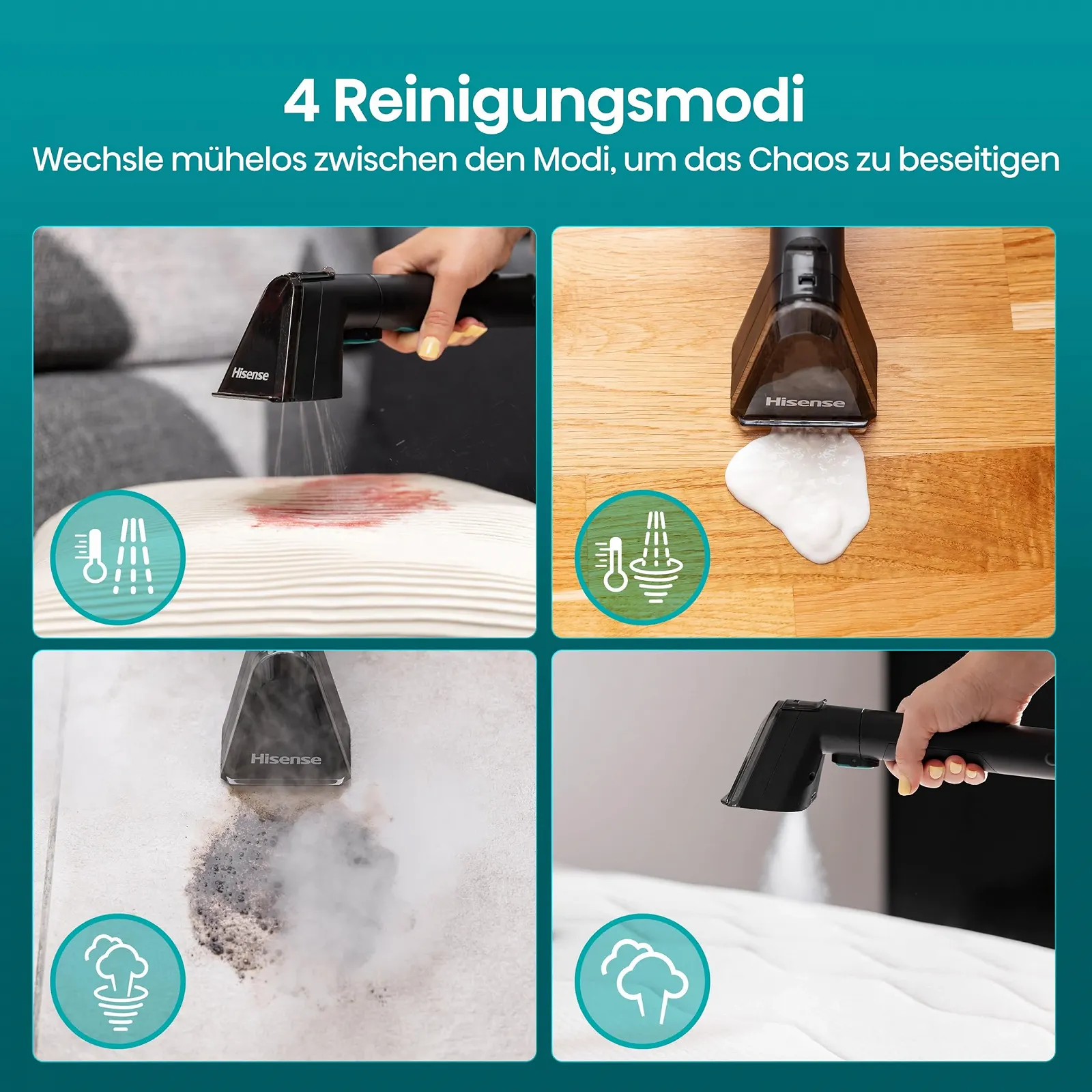 Пароочисник Hisense HSSC007A 1500 W 1.8 L 2-в-1 4 режими, фото №7