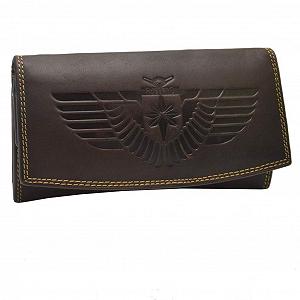 Кошелек Женский Кожаный Flevado Vintage с защитой RFID, с орнаментом орла, коричневый, кожа буйвола - Фото 1
