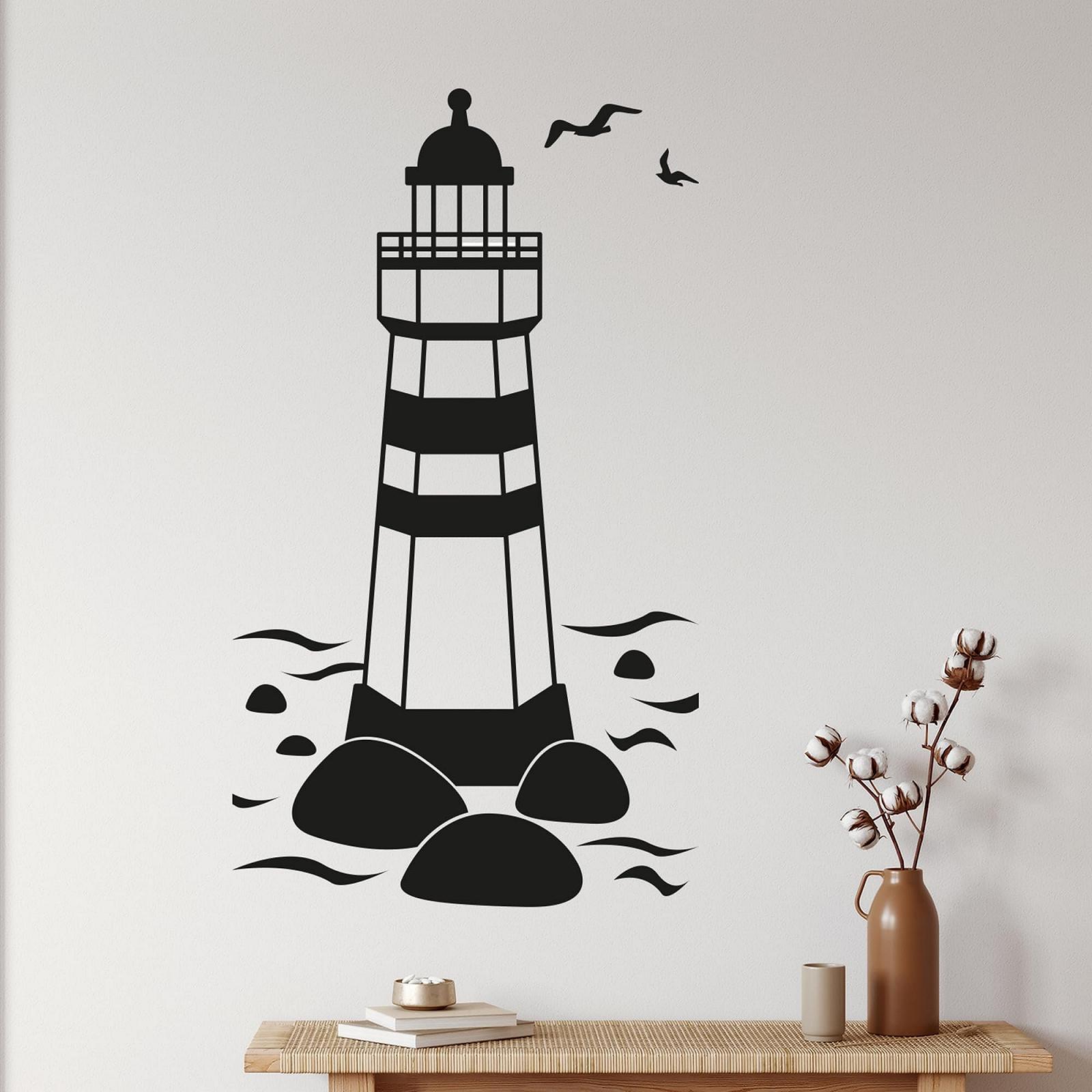 Наклейка на стіну GRAZDesign Lighthouse водонепроникна самоклеюча 100 x 57 см світло-блакитна, фото №1