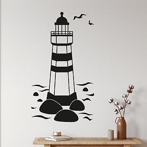 Наклейка на стіну GRAZDesign Lighthouse водонепроникна самоклеюча 100 x 57 см світло-блакитна - Фото 1