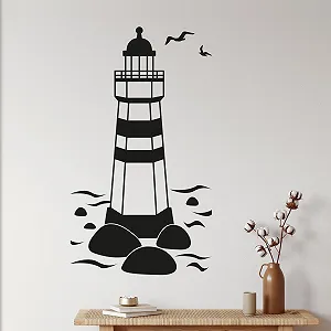 Наклейка на стіну GRAZDesign Lighthouse водонепроникна самоклеюча 100 x 57 см світло-блакитна - Фото 1