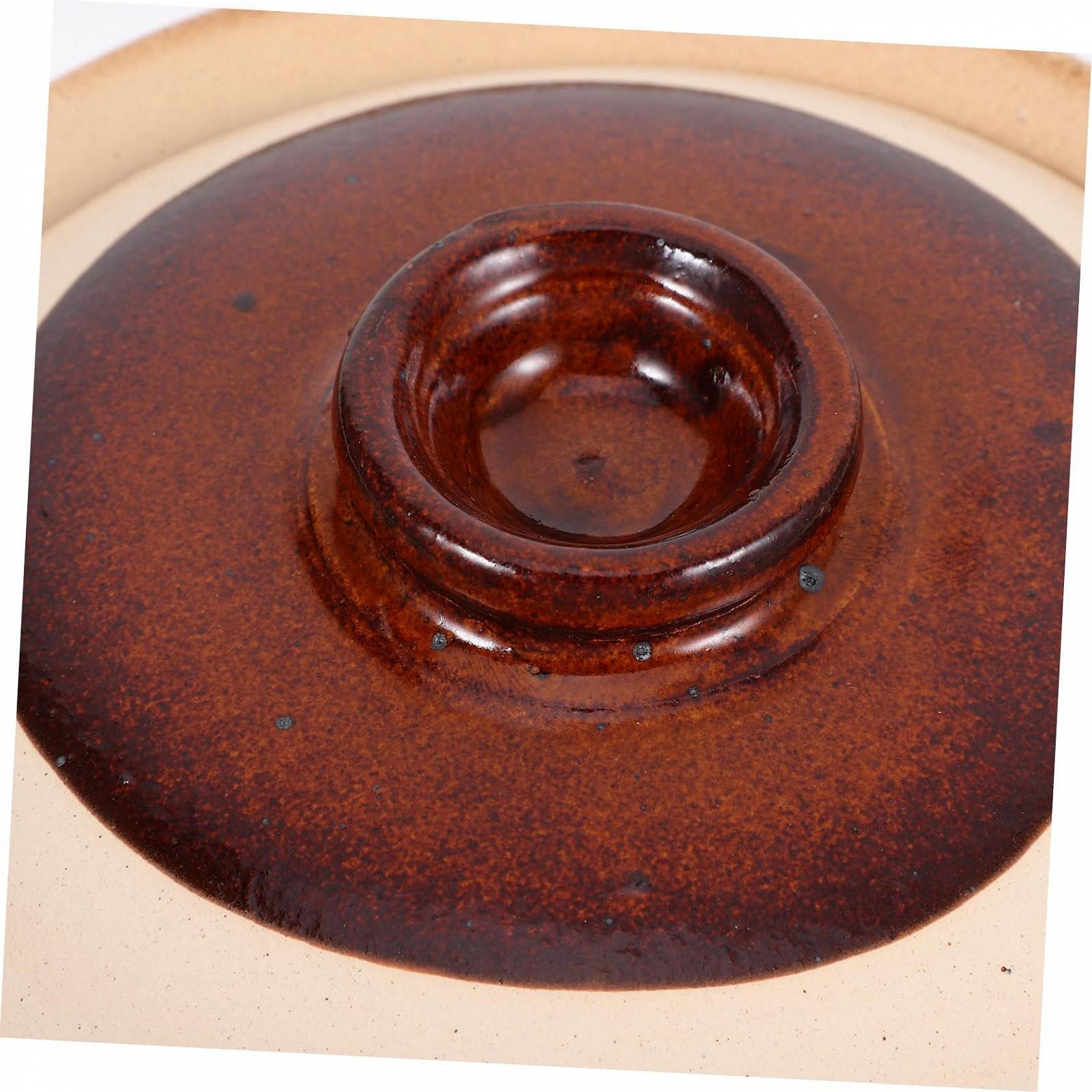 Супница с крышкой керамическая терракотовая для риса и супа компактная, фото №3