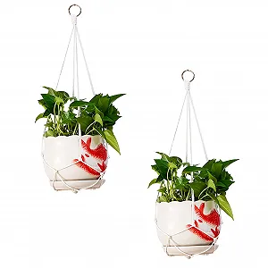 Підвісні кошики макраме 2 штуки, для рослин, 55 см, декор бохо - Фото 1