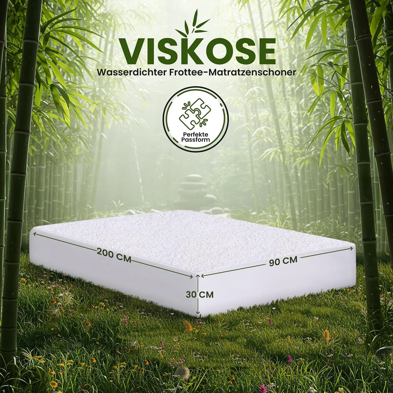Наматрацник Utopia Bedding 90 x 200 x 30 см Водонепроникний, Віскоза, Oeko-Tex Certified, Чохол на матрац, дихаючий, з еластичною гумкою по всьому периметру, фото №2