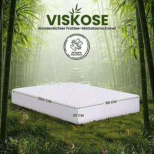 Наматрацник Utopia Bedding 90 x 200 x 30 см Водонепроникний, Віскоза, Oeko-Tex Certified, Чохол на матрац, дихаючий, з еластичною гумкою по всьому периметру synthetic.ua - Фото 1
