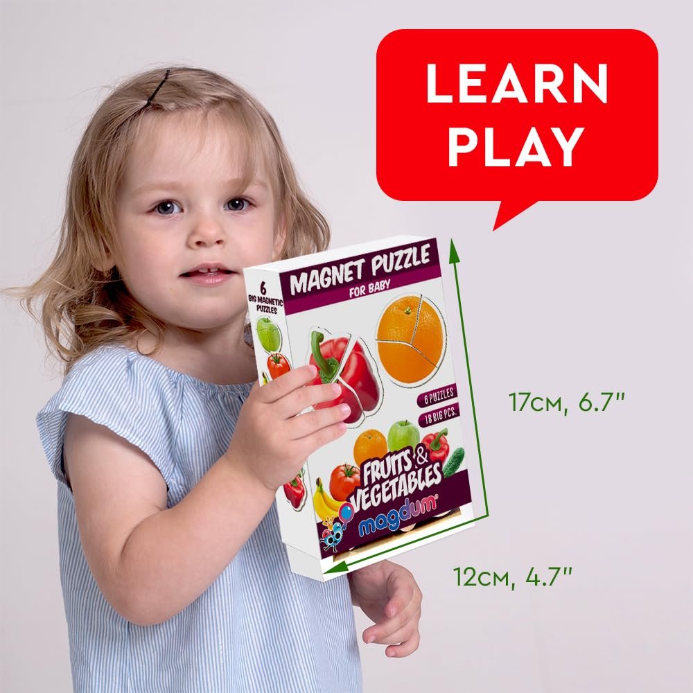 Магнитный пазл Magdum Овощи и фрукты 18 сегментов 6 штук, фото №2