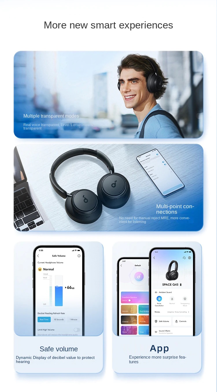 Наушники Anker Soundcore Space Q45 ANC LDAC aptX Bluetooth 5.3 Blue, фото №10