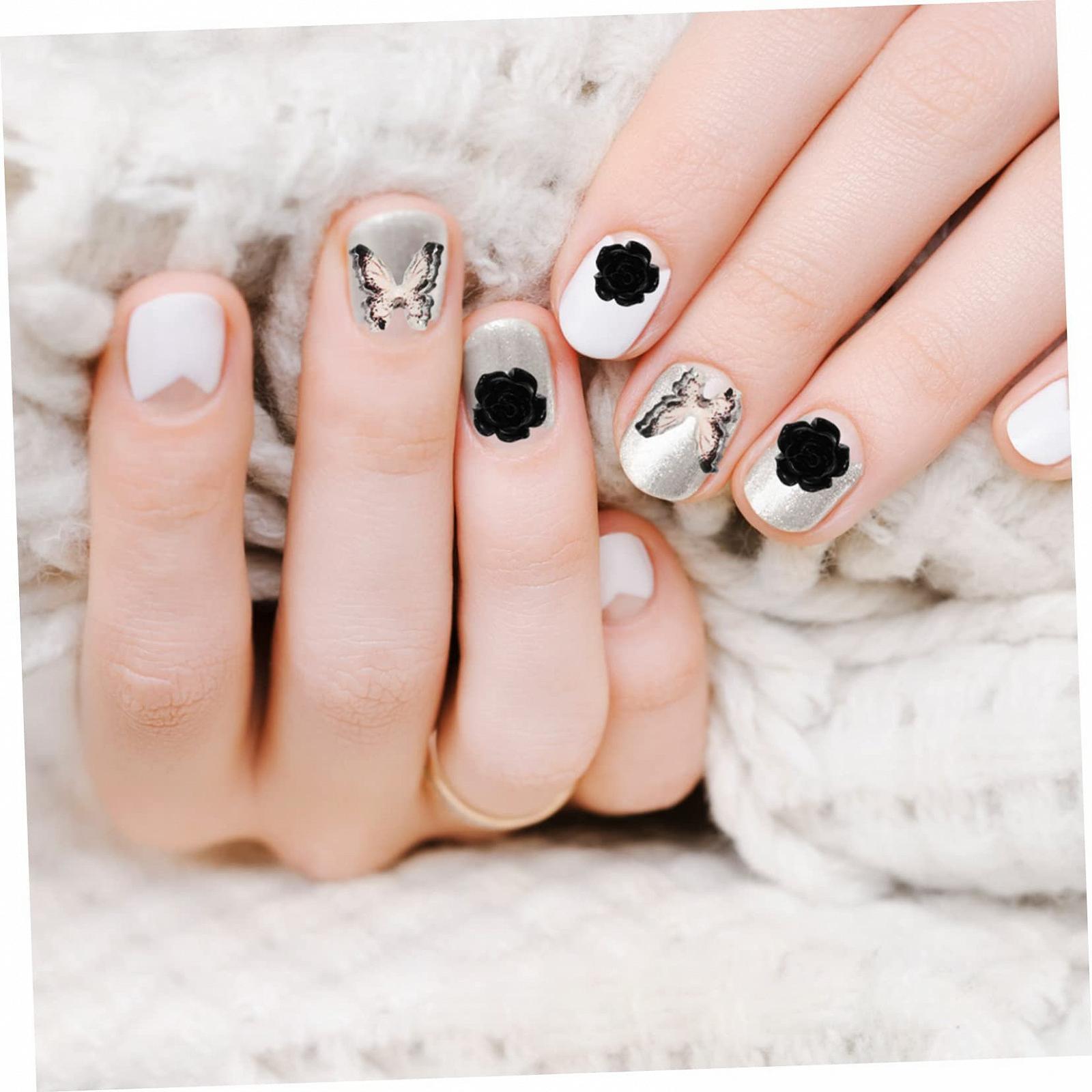 Украшения для ногтей Черные Стразы Серебряные Драгоценные Камни, фото №6