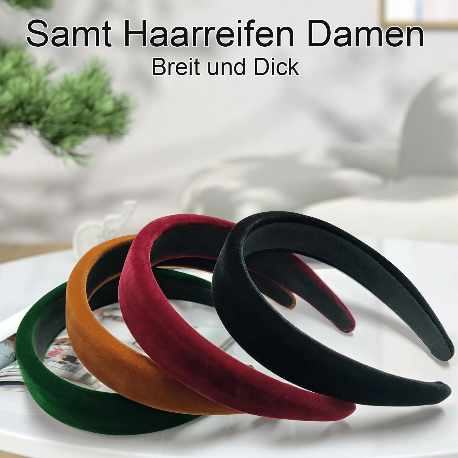 Обруч ZOCONE, оксамитовий, набір 4 шт., широкий, фото №4