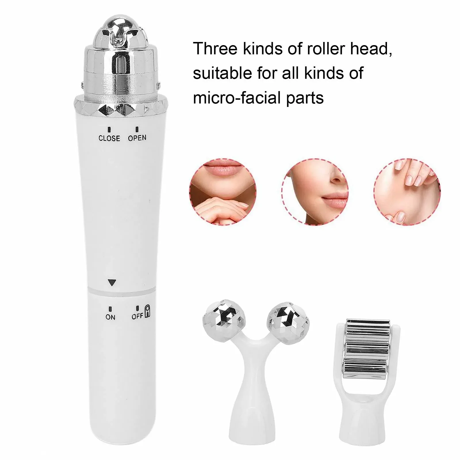 3 в 1 Ролик для масажу обличчя 3D Електричний косметичний ролик, фото №5