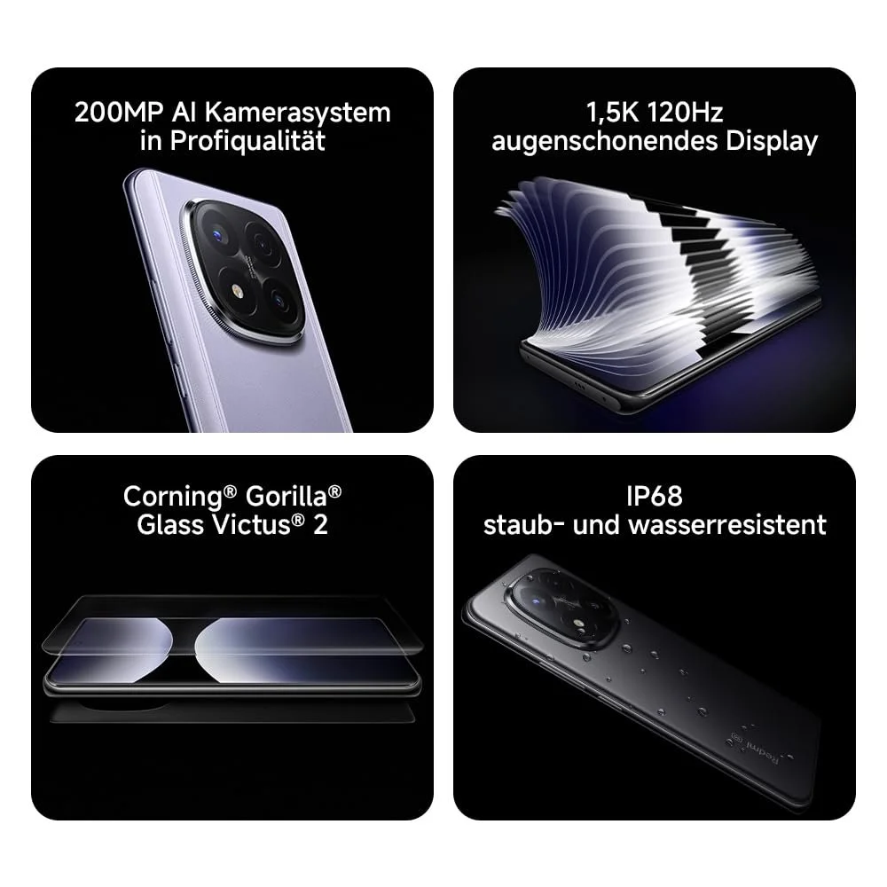 Смартфон Xiaomi Redmi Note 14 Pro+ 5G, 12 + 512 ГБ, Черный, 200 МП профессиональная AI камера, IP68, 120 Вт HyperCharge, фото №2
