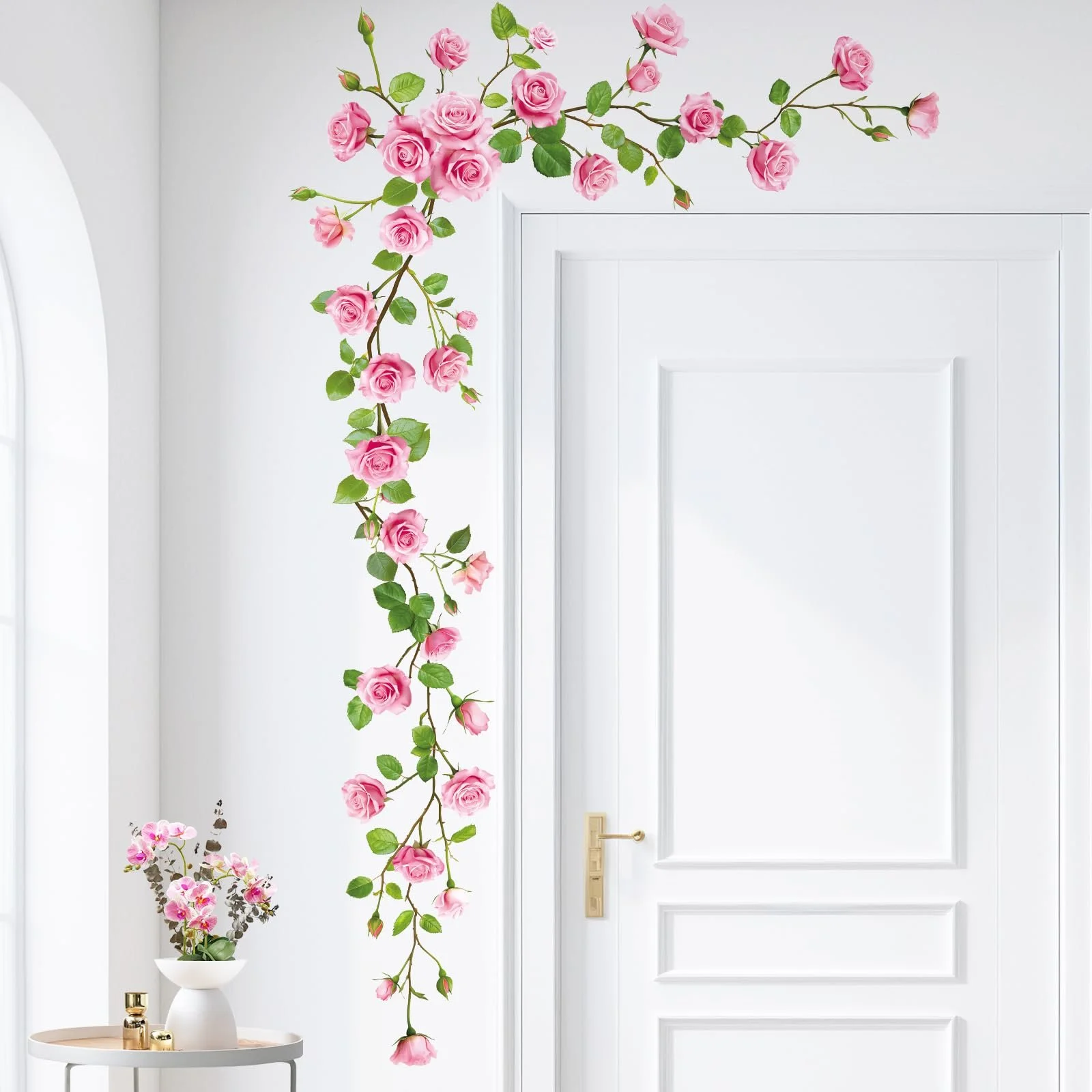 Наклейка на стіну SHUCHING Квіти Рожеві троянди Вінілова, фото №2