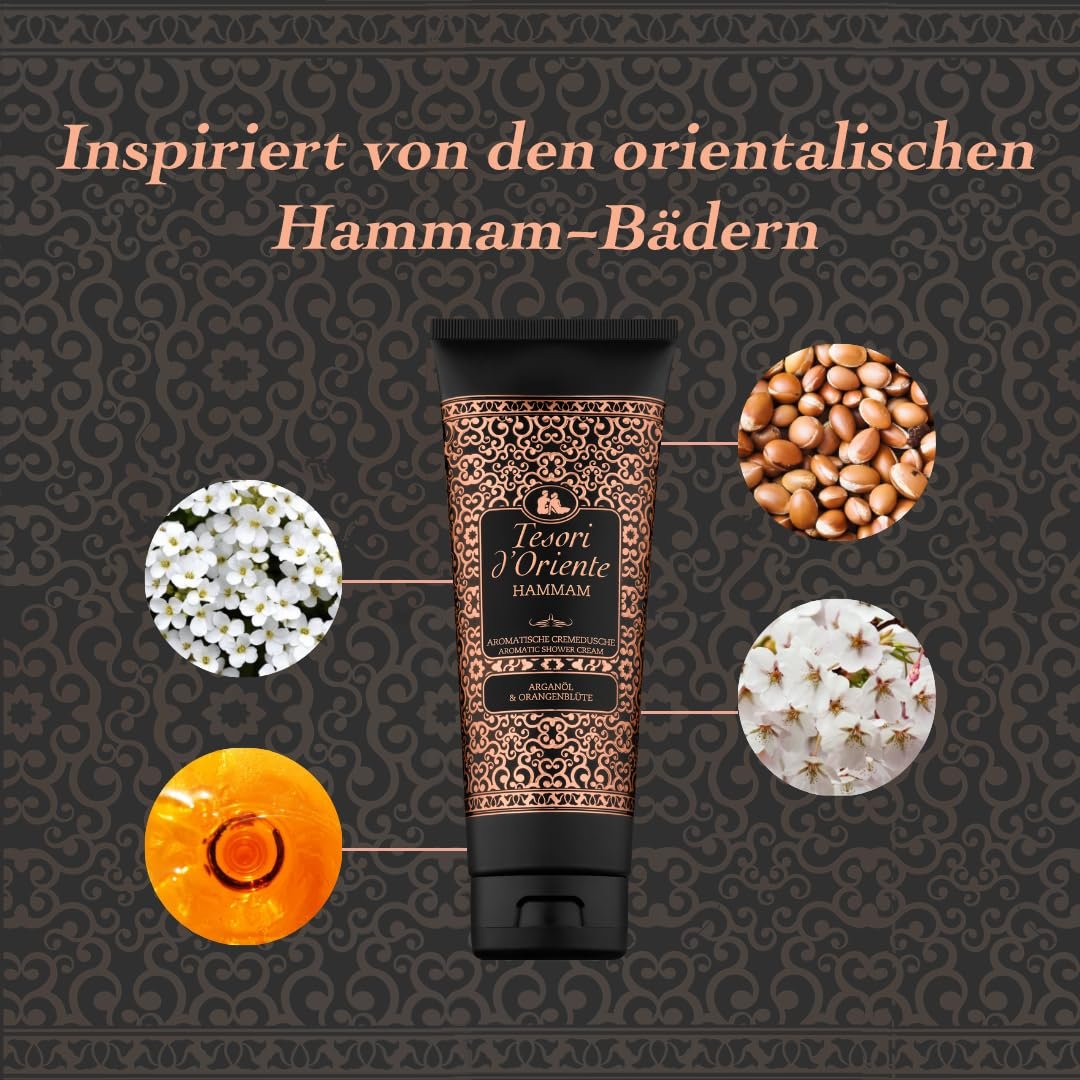 Крем-гель для душа TESORI D'ORIENTE Hammam Аргановое масло и цветы апельсина 250 мл, фото №6
