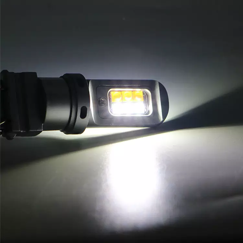 Автолампа для американских авто с обманкой Terra P27/7W 3157 цоколь W2.5x16q, 3535x12smd белый желтый 12V, фото №4