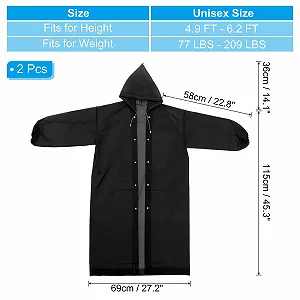 Пончо Patikil 2 шт. Легкий багаторазовий дощовик EVA для дорослих для їзди на велосипеді, піших прогулянок, активного відпочинку, чорний synthetic.ua - Фото 1