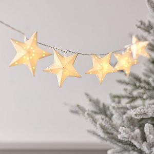 Гирлянда Lights4fun Звезда 10 LED Звезды Бумага от батарей Белый - Фото 1