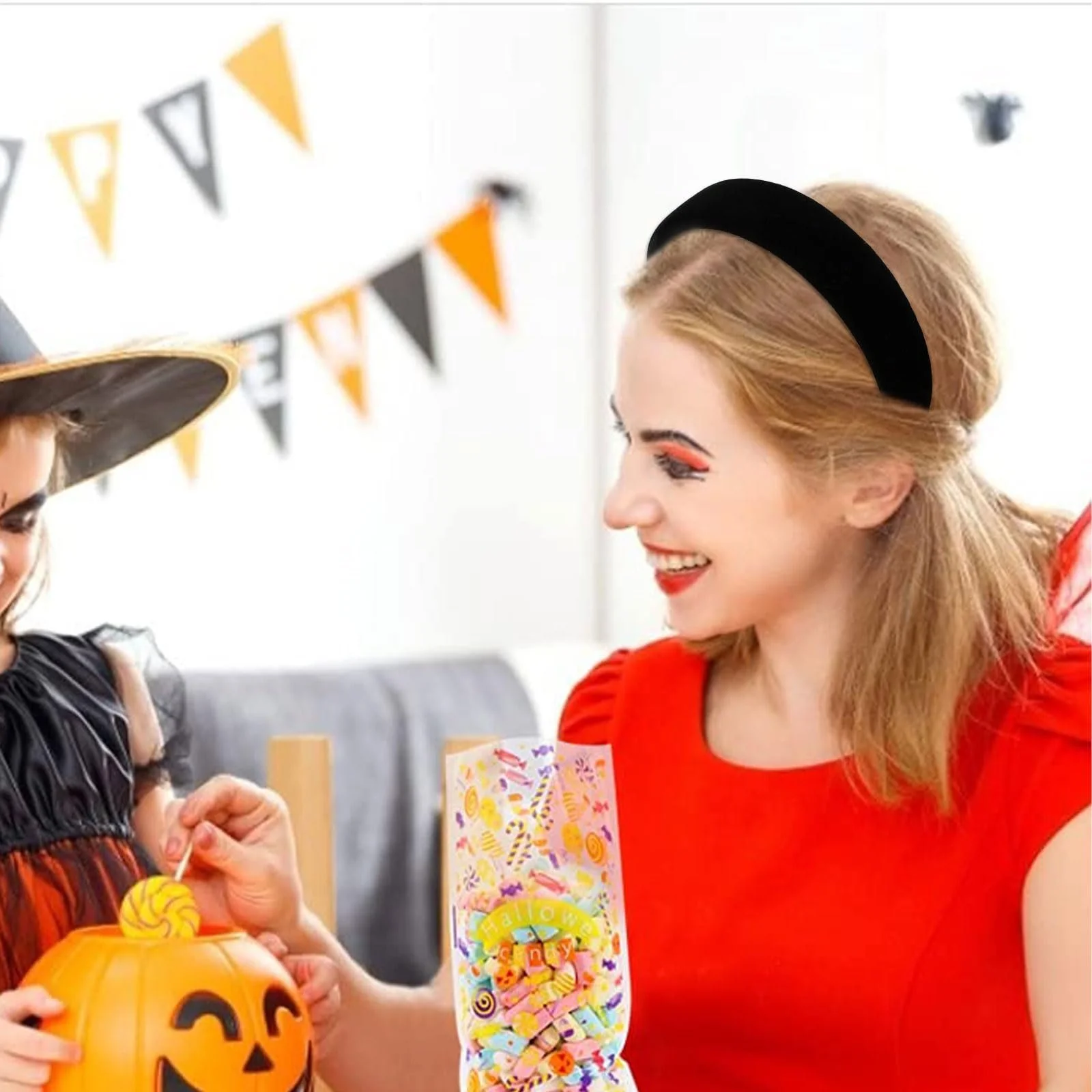 Обруч Оксамитовий GlamRays Широкий Чорний 3 cm, фото №6