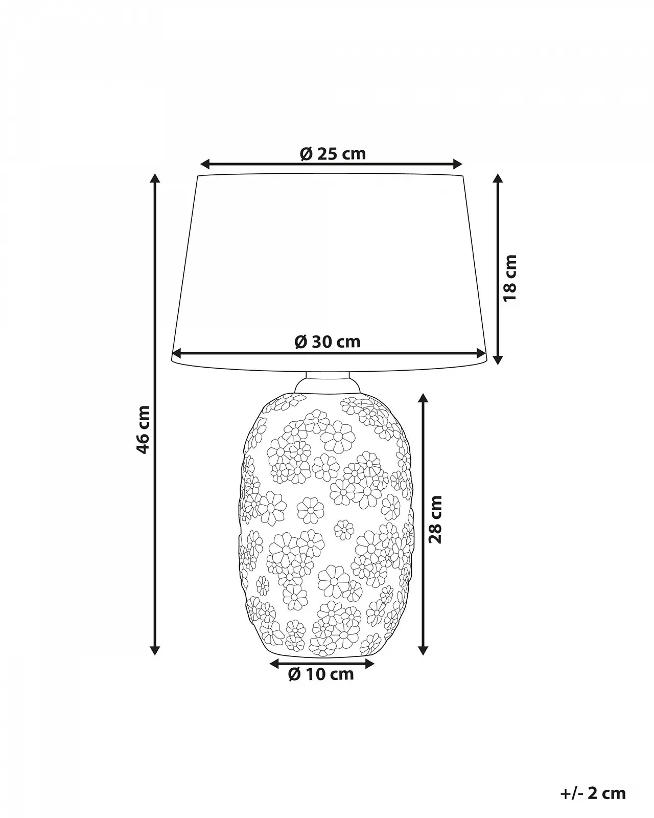 Настільна лампа Beliani Ferrey 46 см керамічна з тканинним абажуром сіра/бежева, фото №3