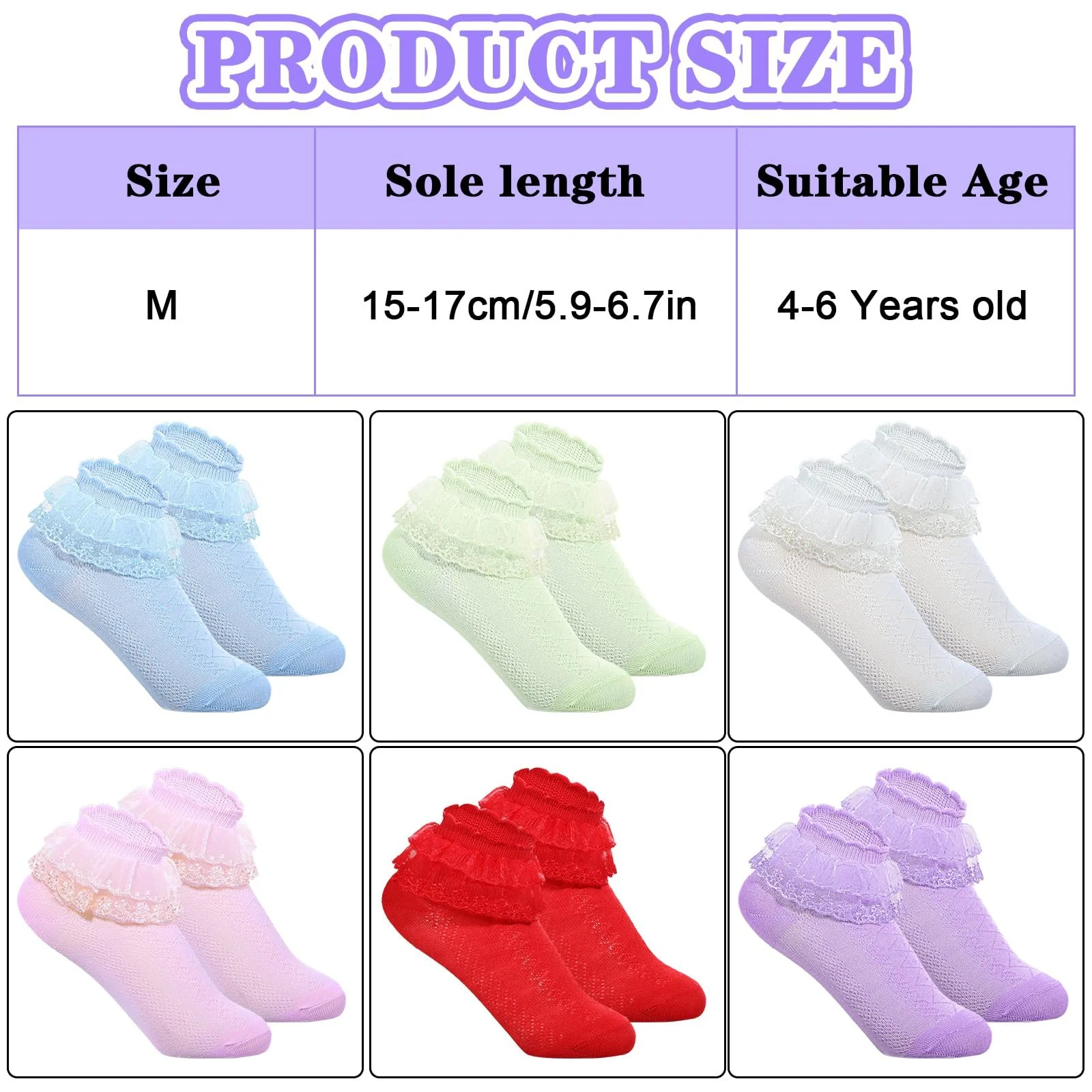 Шкарпетки з рюшами Princess Lolita, 6 пар, фото №2