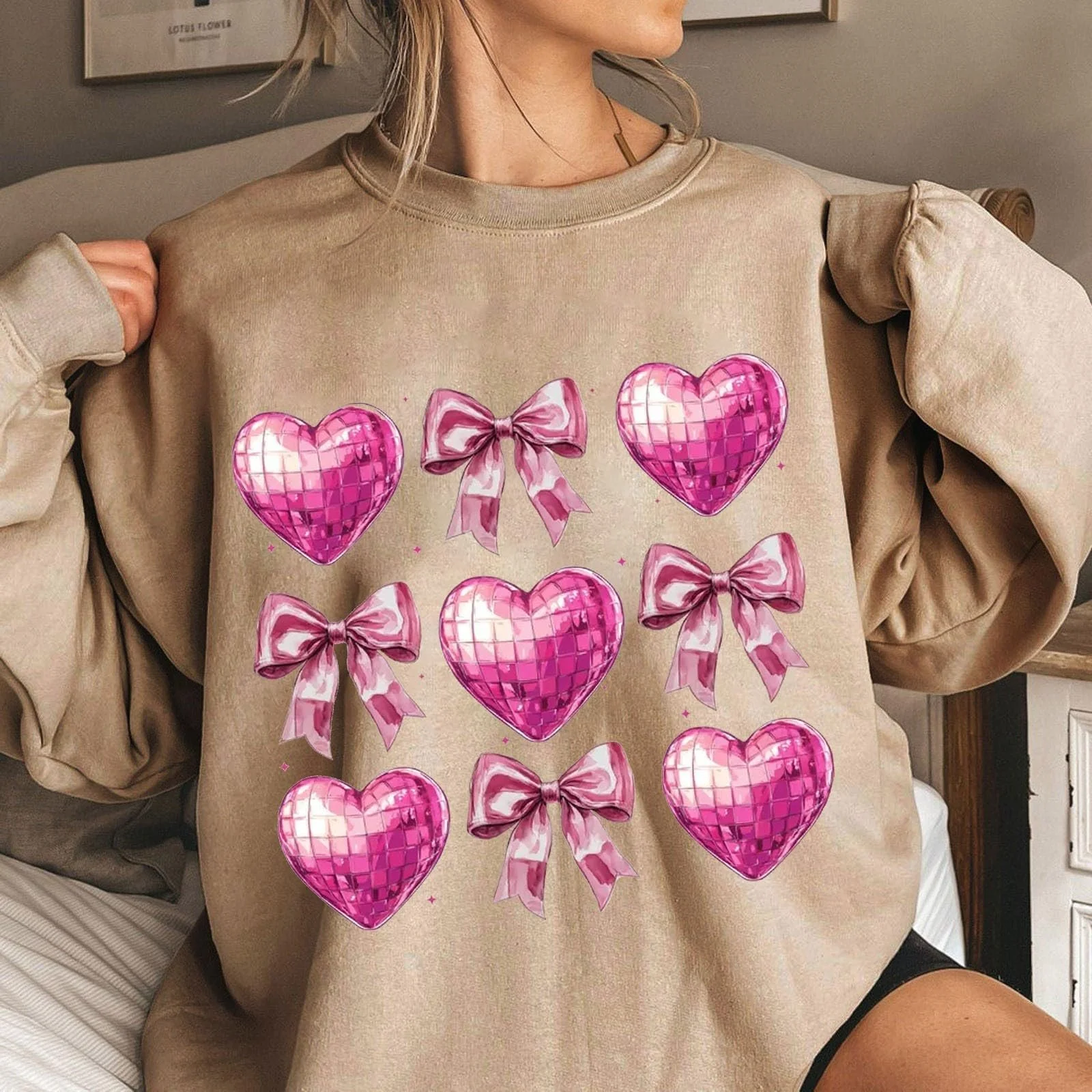 Худи tsaChick Женская Толстовка с принтом ко Дню Святого Валентина, с длинными рукавами и круглым вырезом, Свободный Топ, Худи, Женская Куртка Oversize из флиса, Спортивный костюм, Женская Мягкая Толстовка, фото №2