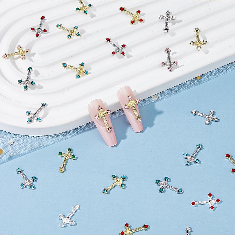 Украшения для ногтей Крестики из сплава 3D, 45 шт, 15 цветов, фото №5