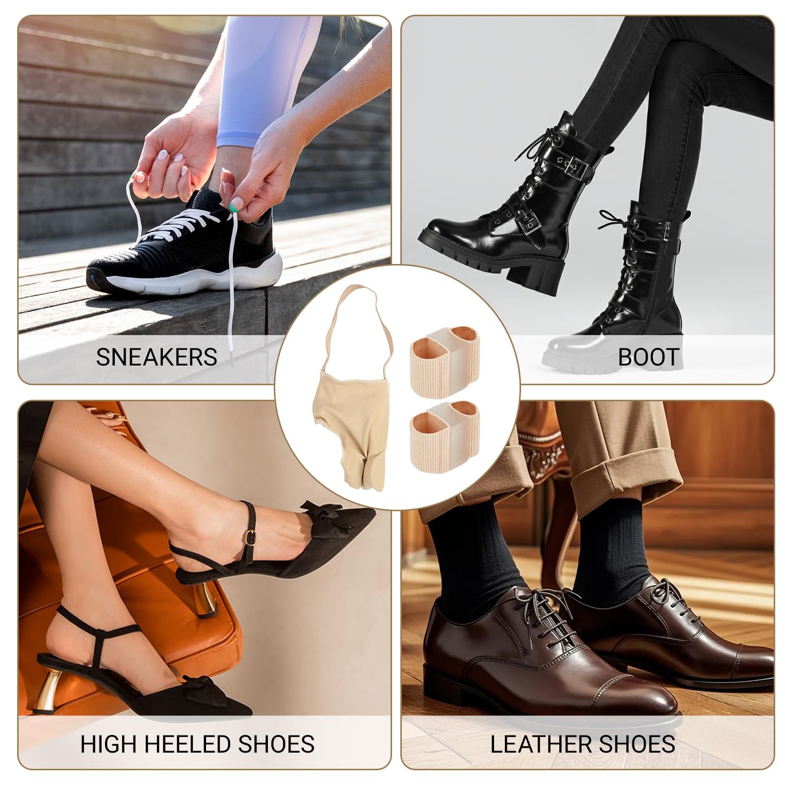 Пов'язка для корекції Hallux Valgus і 2 роздільники для пальців ніг Hallux Valgus, колір шкіри, фото №5