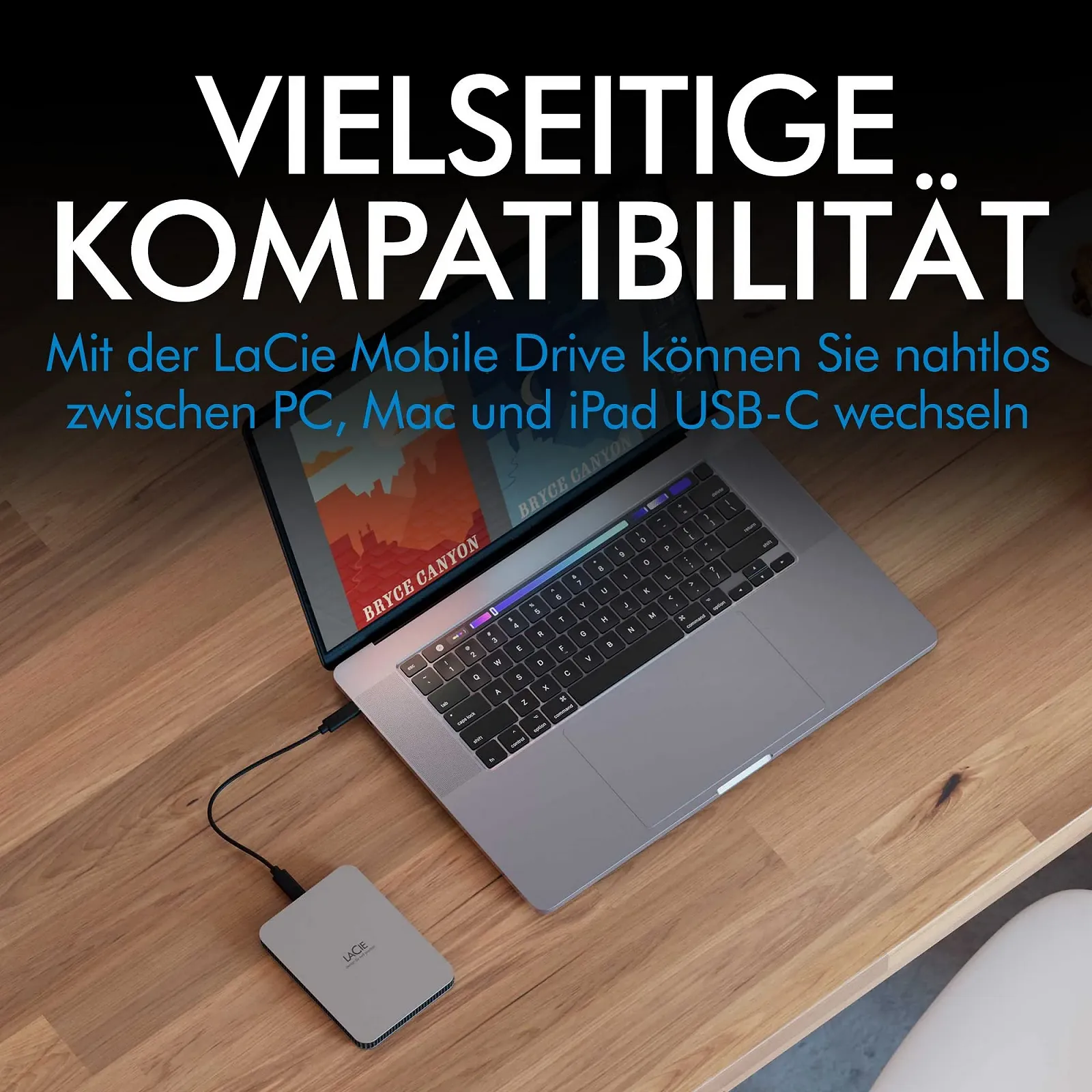 Внешний жесткий диск LaCie Mobile Drive STLP1000400 1 ТБ 2.5 дюйма USB-C Silver, фото №3