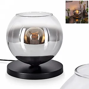 Настільна лампа Koyoto Метал/Скло 25 см E27 Чорний/Димчастий/Прозорий - Фото 1