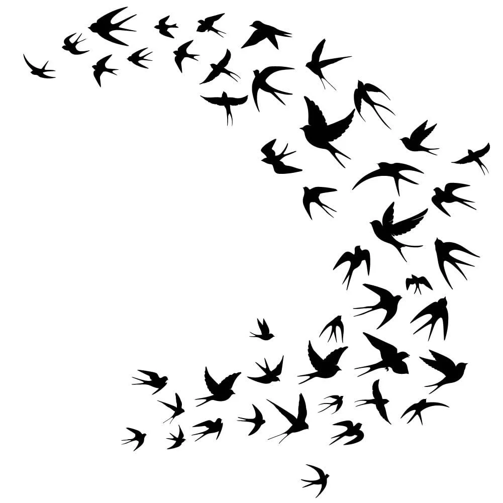 Наклейка на стіну SUPERDANT Ластівки що летять Вінілова Чорна 3 штуки, фото №3