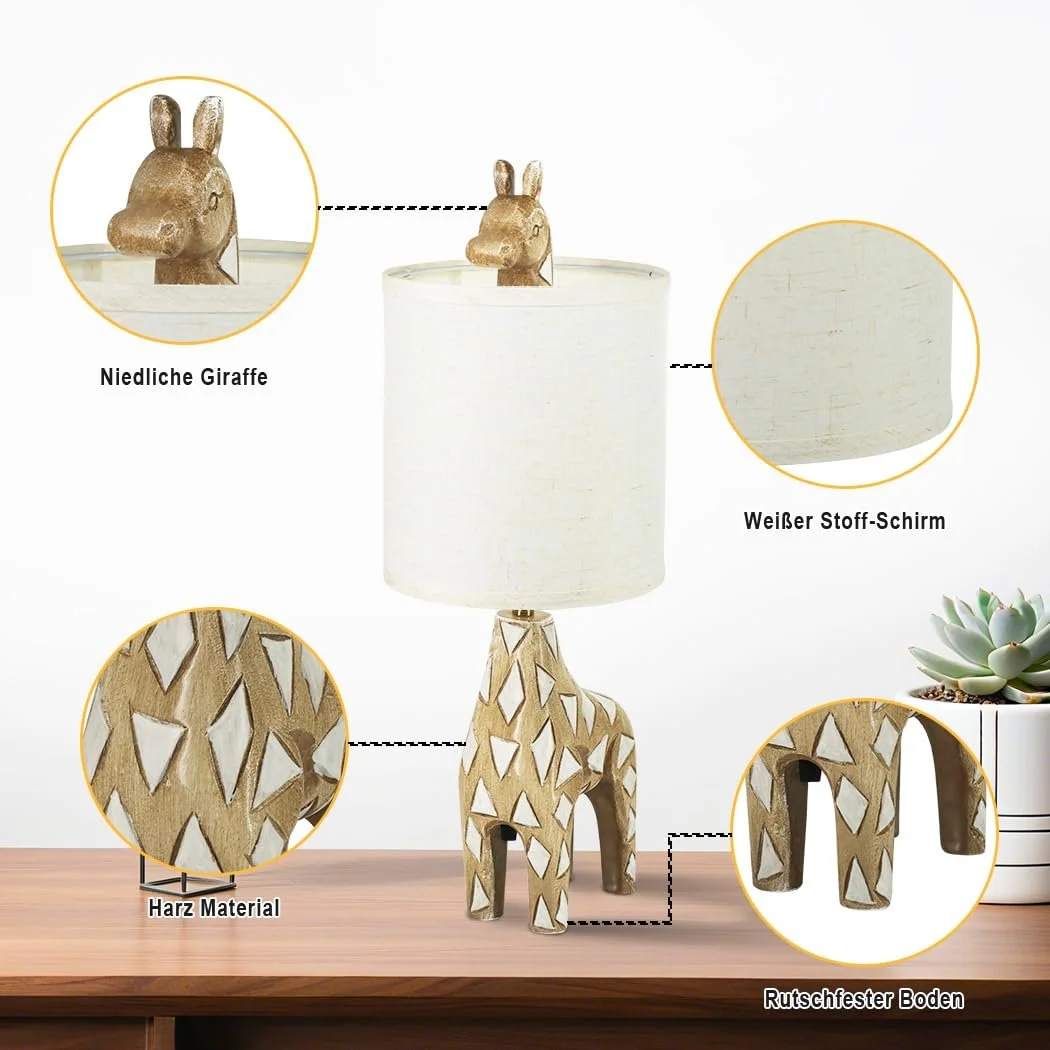 Настільна лампа Giraffe LED з полірезину лляний абажур 56 см E26/E27, фото №4