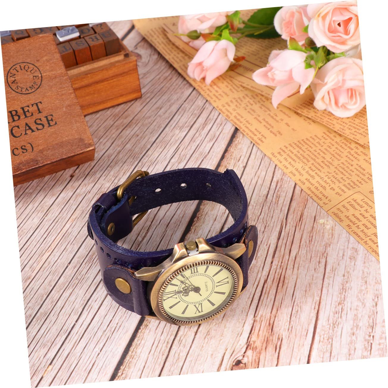 Часы PartyKindom Ретро Римские женские часы Кварцевые часы Синий, фото №8