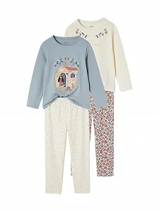 Купити Комплект дитячої піжами (2 шт.) VERTBAUDET Довга піжама для дівчинки з принтом в стилі бохо - Фото 1 Комплект дитячої піжами (2 шт.) VERTBAUDET Довга піжама для дівчинки з принтом в стилі бохо - Фото 1