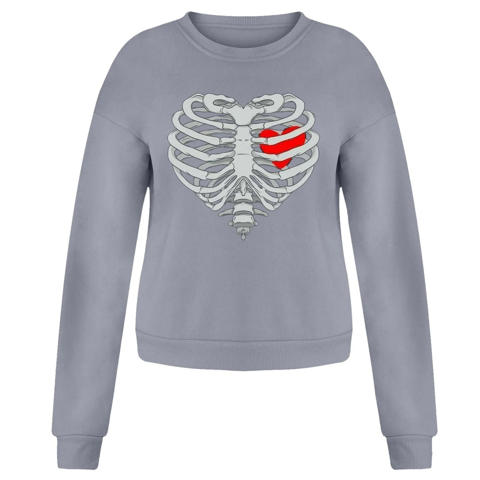 Жіночий Світшот PMUAFG Хелловін Принт Скелет Базовий, фото №2 Жіночий Світшот PMUAFG Хелловін Принт Скелет Базовий, фото №2