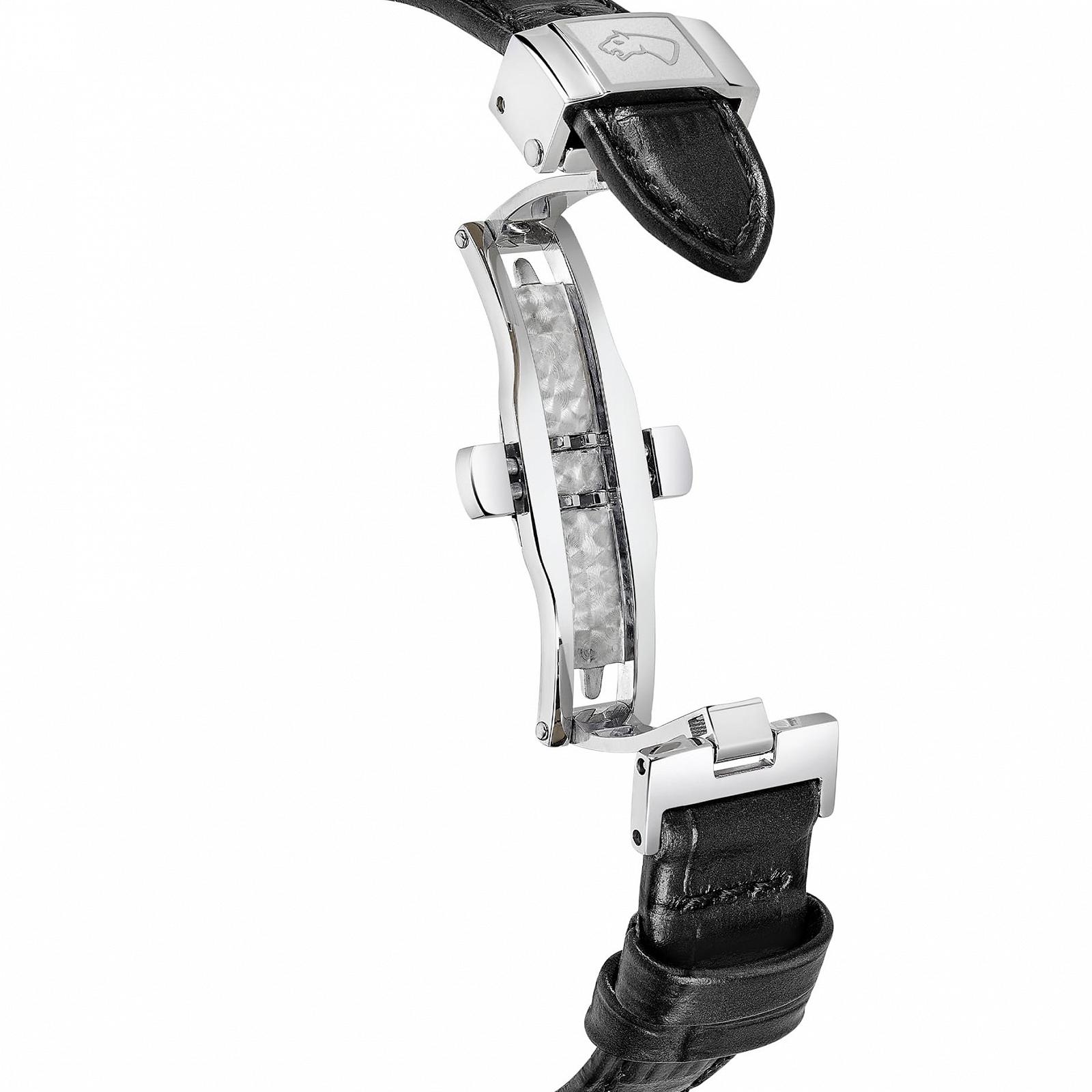 Жіночий годинник JAGUAR Acamar J1046/1, сріблястий корпус з нержавіючої сталі, чорний шкіряний ремінець, фото №2