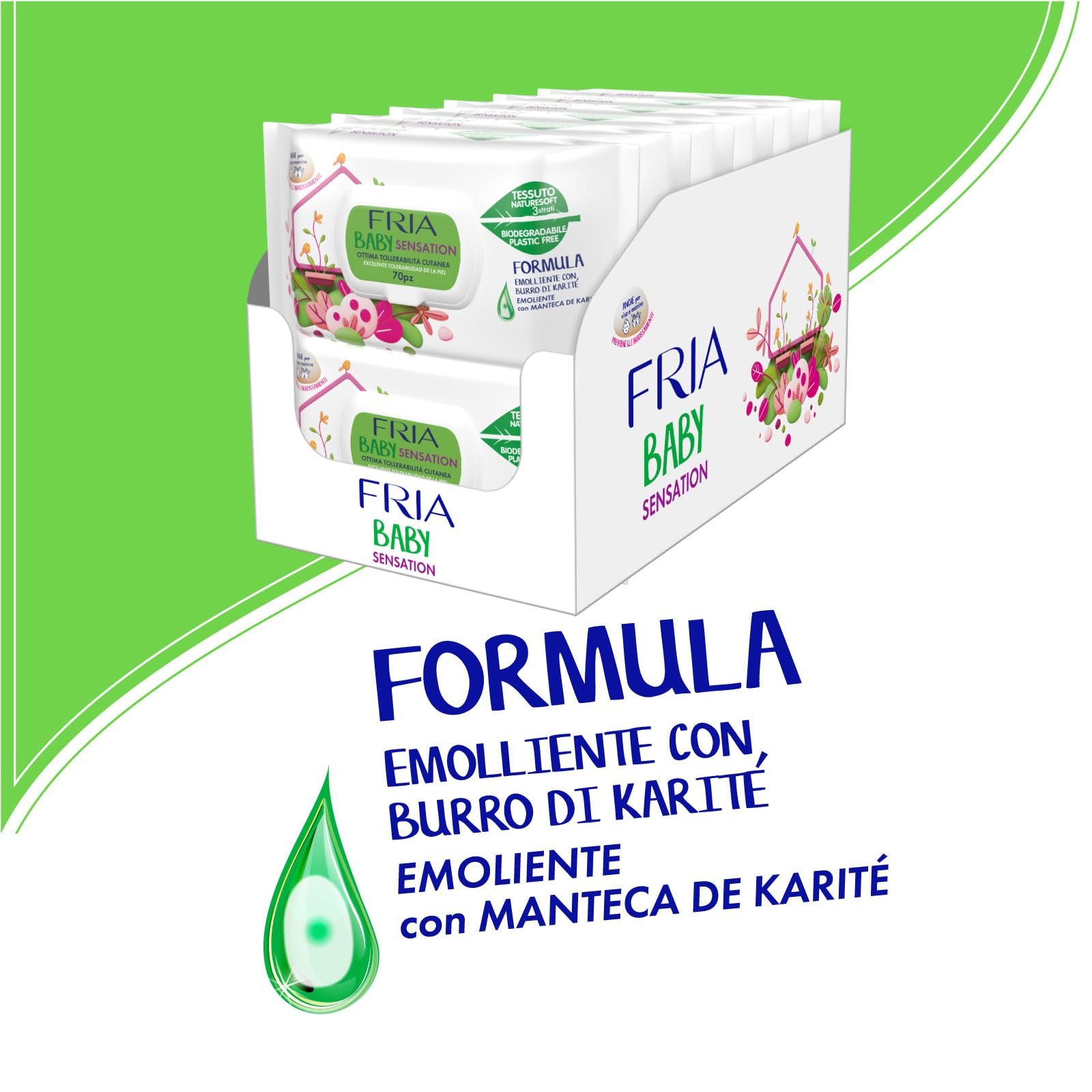 Салфетки Fria Baby Sensation С маслом ши, для нежной кожи, дерматологически протестированы, Maxi Эконом-упаковка 840 штук, фото №4